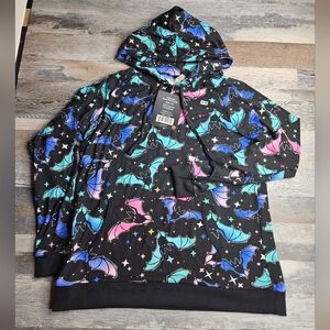 HALLOWEEN Super Soft Hoodie Black With Bats Size Small/medium NEW